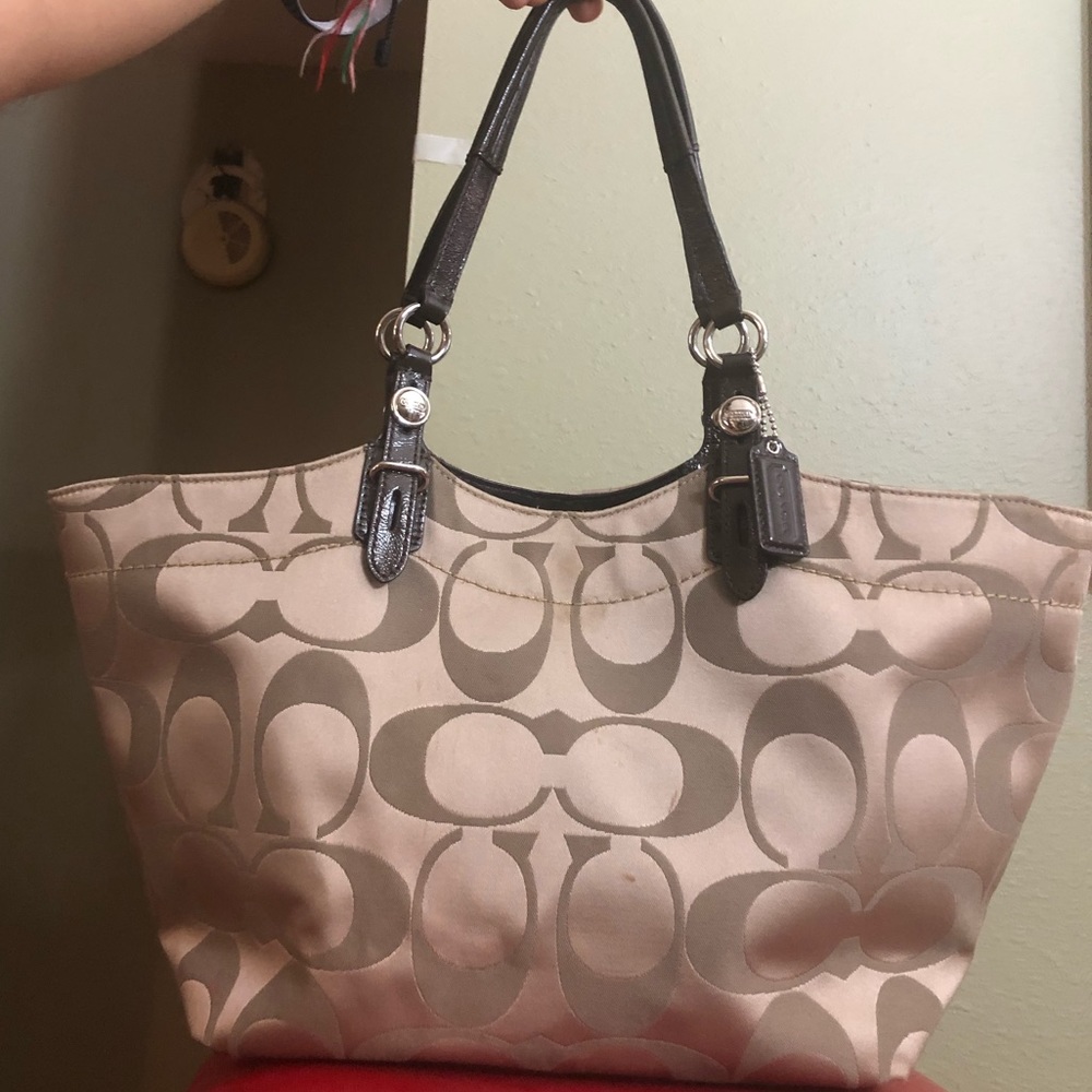 Coach signature jacquard tote